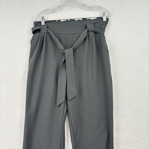 Liumilac Ankle Tie Jogger Dress Pants Womens Size XL Gray High Waist Belted - Picture 2 of 15